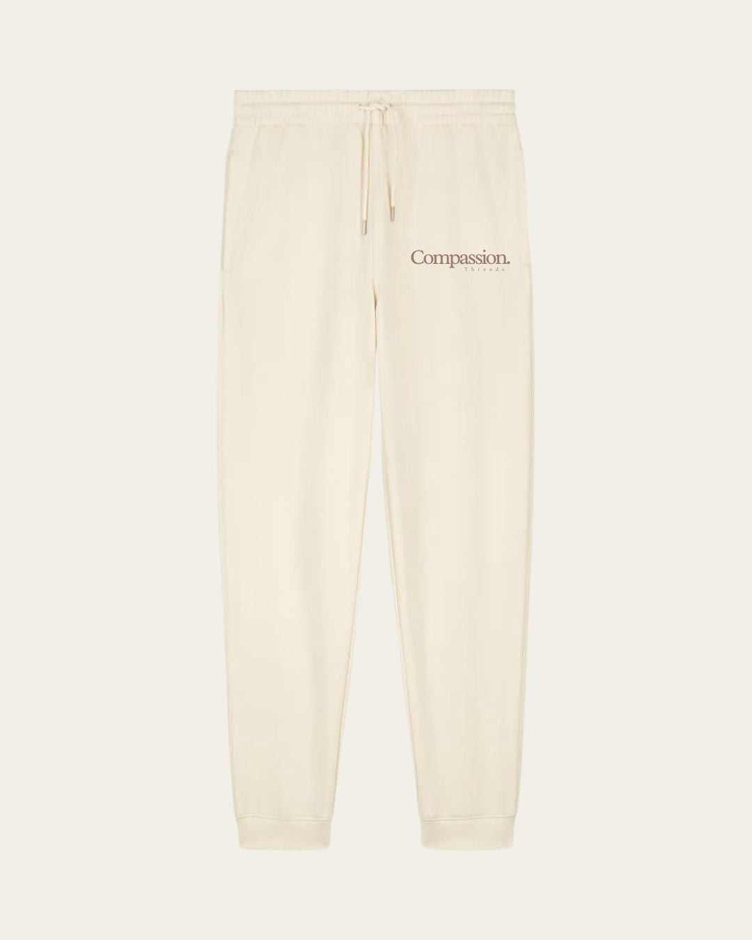 Logo Joggers Cream Jogger Bottoms Compassion Threads Sustainable vegan clothing premium ethical cruelty-free fashion
