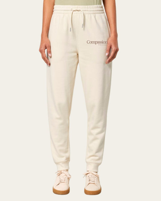 Logo Joggers Cream Jogger Bottoms Compassion Threads Sustainable vegan clothing premium ethical cruelty-free fashion