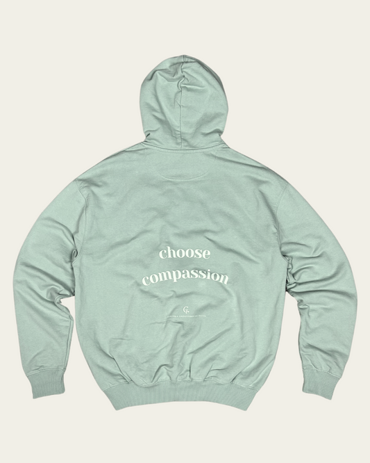 Choose Compassion Academic Oversized Hoodie Oversized Hoodie Compassion Threads Sustainable vegan clothing premium ethical cruelty-free fashion