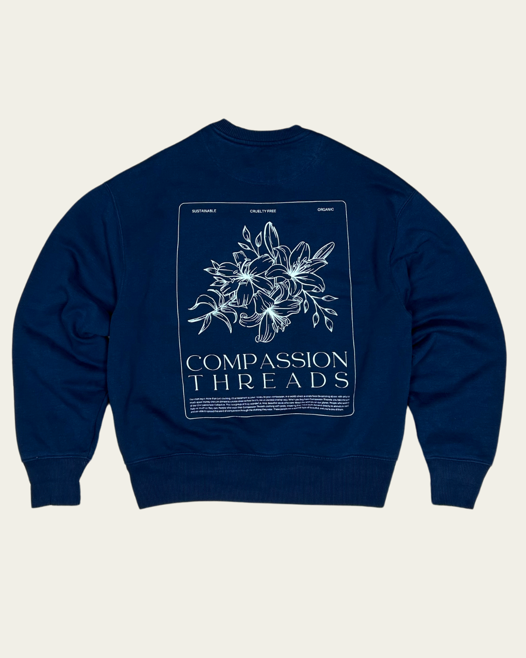 Flower Graphic Sweatshirt Navy Compassion Threads
