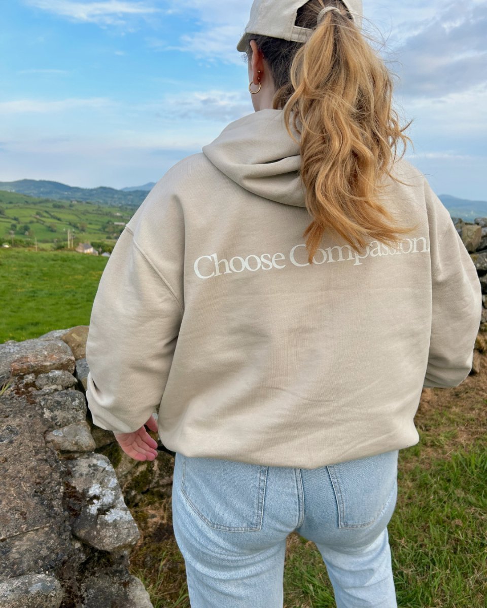 Choose Compassion Oversized Hoodie Oversized Hoodie Compassion Threads Sustainable vegan clothing premium ethical cruelty-free fashion