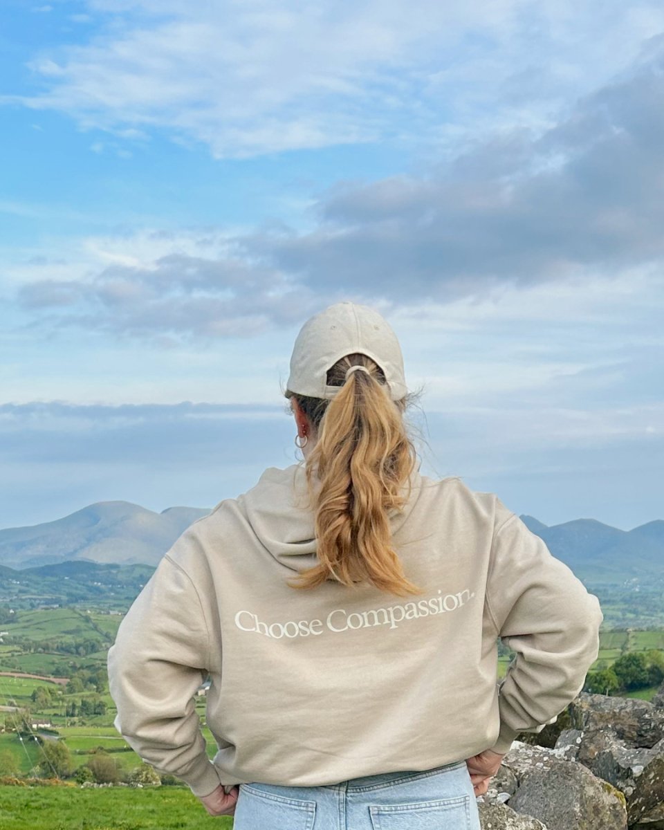 Choose Compassion Oversized Hoodie Printed Sweater Compassion Threads Sustainable vegan clothing premium loungewear oversized streetwear ethical fashion