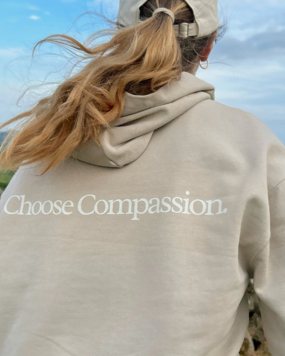 Choose Compassion Oversized Hoodie Oversized Hoodie Compassion Threads Sustainable vegan clothing premium ethical cruelty-free fashion