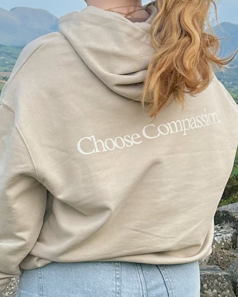 Choose Compassion Oversized Hoodie Oversized Hoodie Compassion Threads Sustainable vegan clothing premium ethical cruelty-free fashion