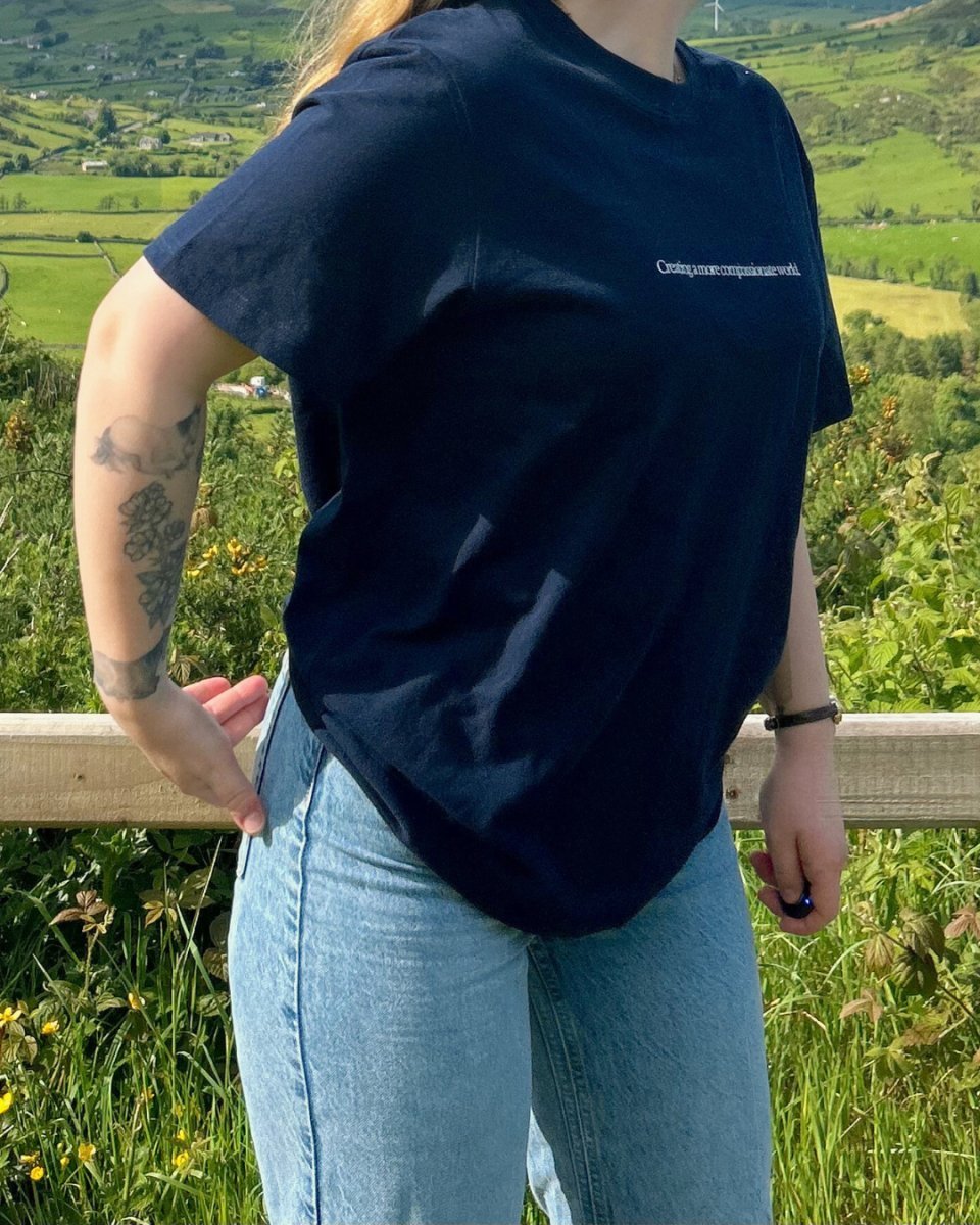 Creating A More Compassionate World T-shirt T-Shirt Compassion Threads Sustainable vegan clothing premium ethical cruelty-free fashion