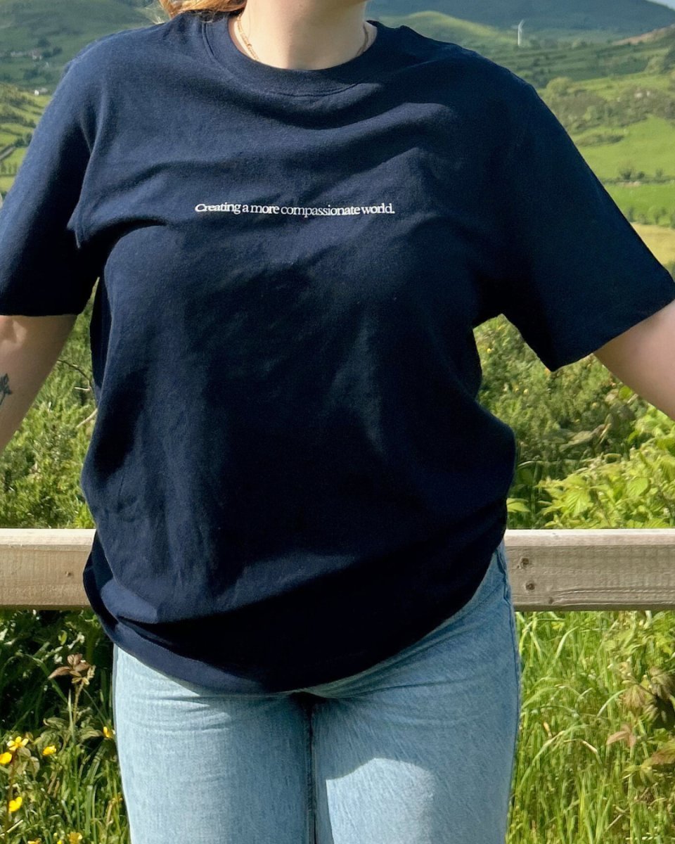 Creating A More Compassionate World T-shirt T-Shirt Compassion Threads Sustainable vegan clothing premium ethical cruelty-free fashion