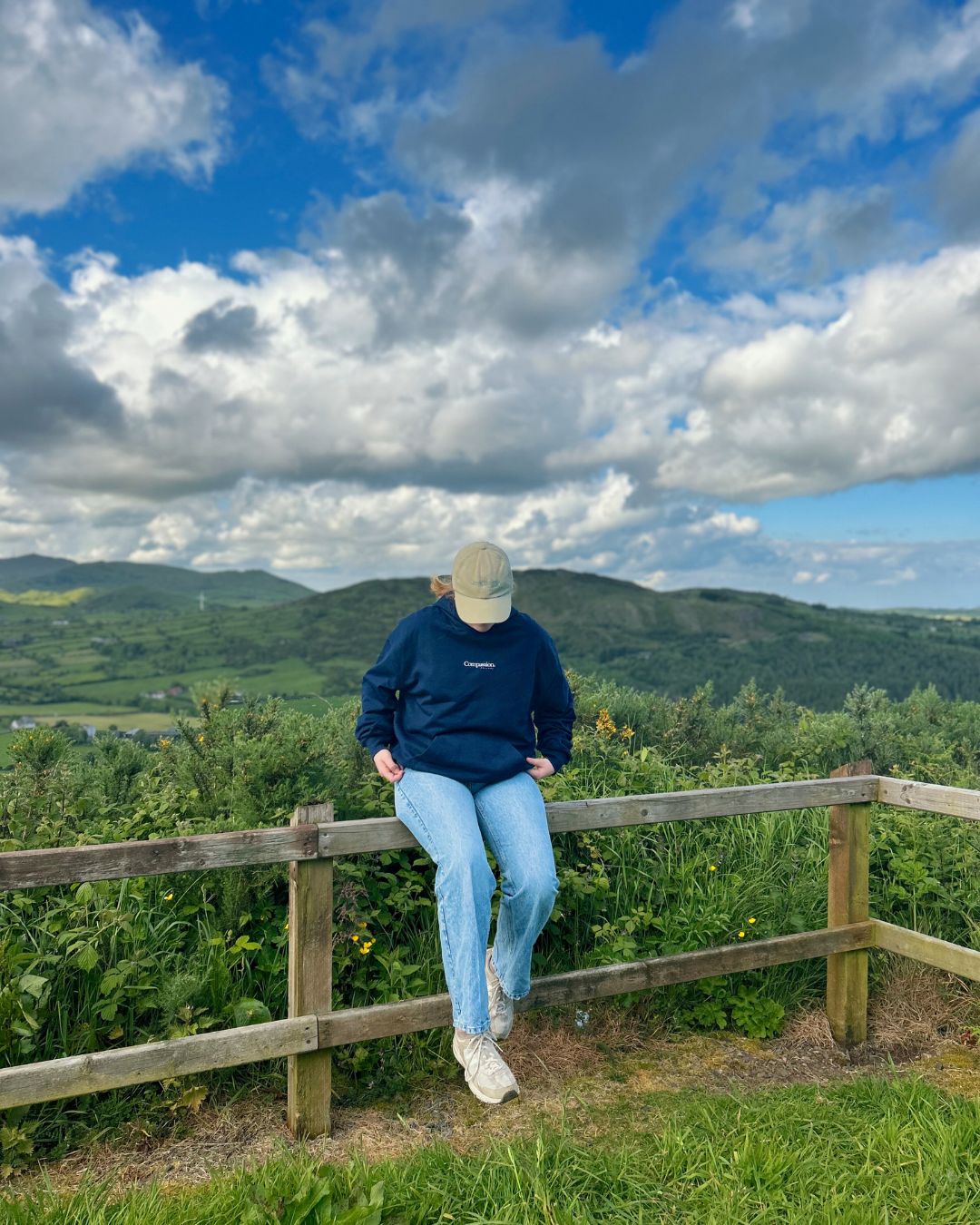 hiking hoodie- navy oversized sustainable hoodie aesthetic loungewear