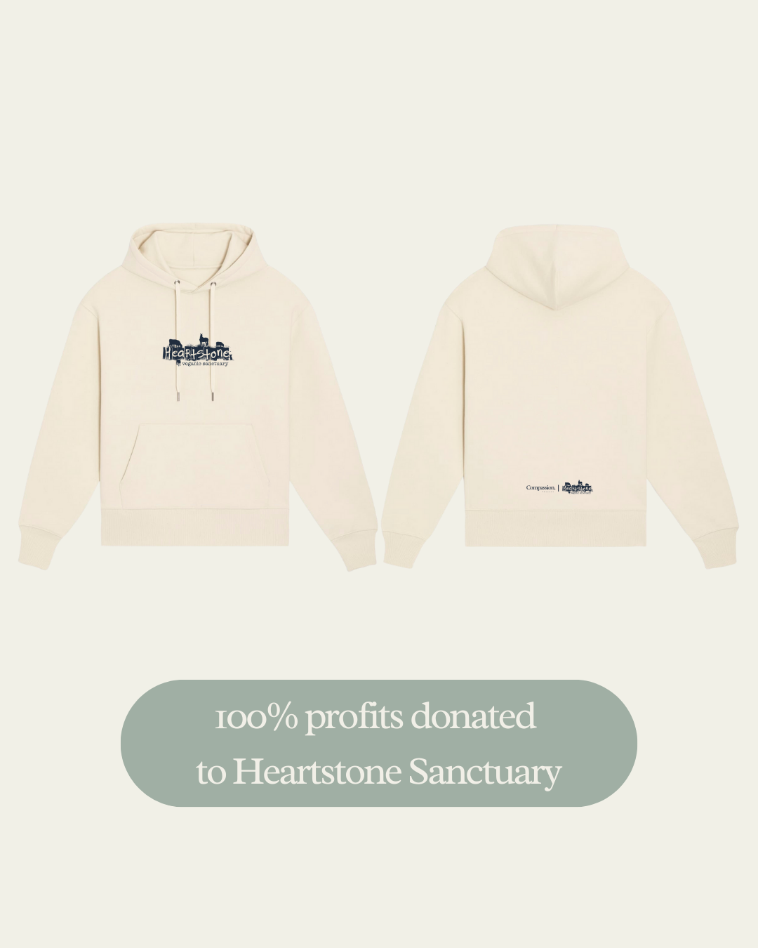 Heartstone Logo Hoodie Hoodie Compassion Threads Sustainable vegan clothing premium loungewear oversized streetwear ethical fashion