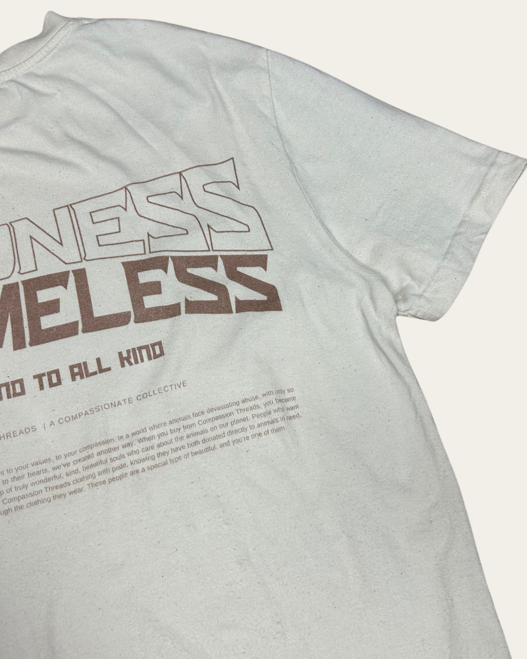 Kindness Is Timeless Graphic Tee Relaxed Fit T-shirt Cream T-Shirt Compassion Threads Sustainable vegan clothing premium ethical cruelty-free fashion