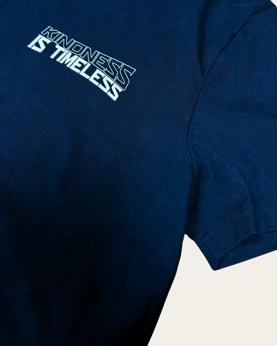 Kindness Is Timeless Graphic Tee Relaxed Fit T-shirt Navy T-Shirt Compassion Threads Sustainable vegan clothing premium ethical cruelty-free fashion