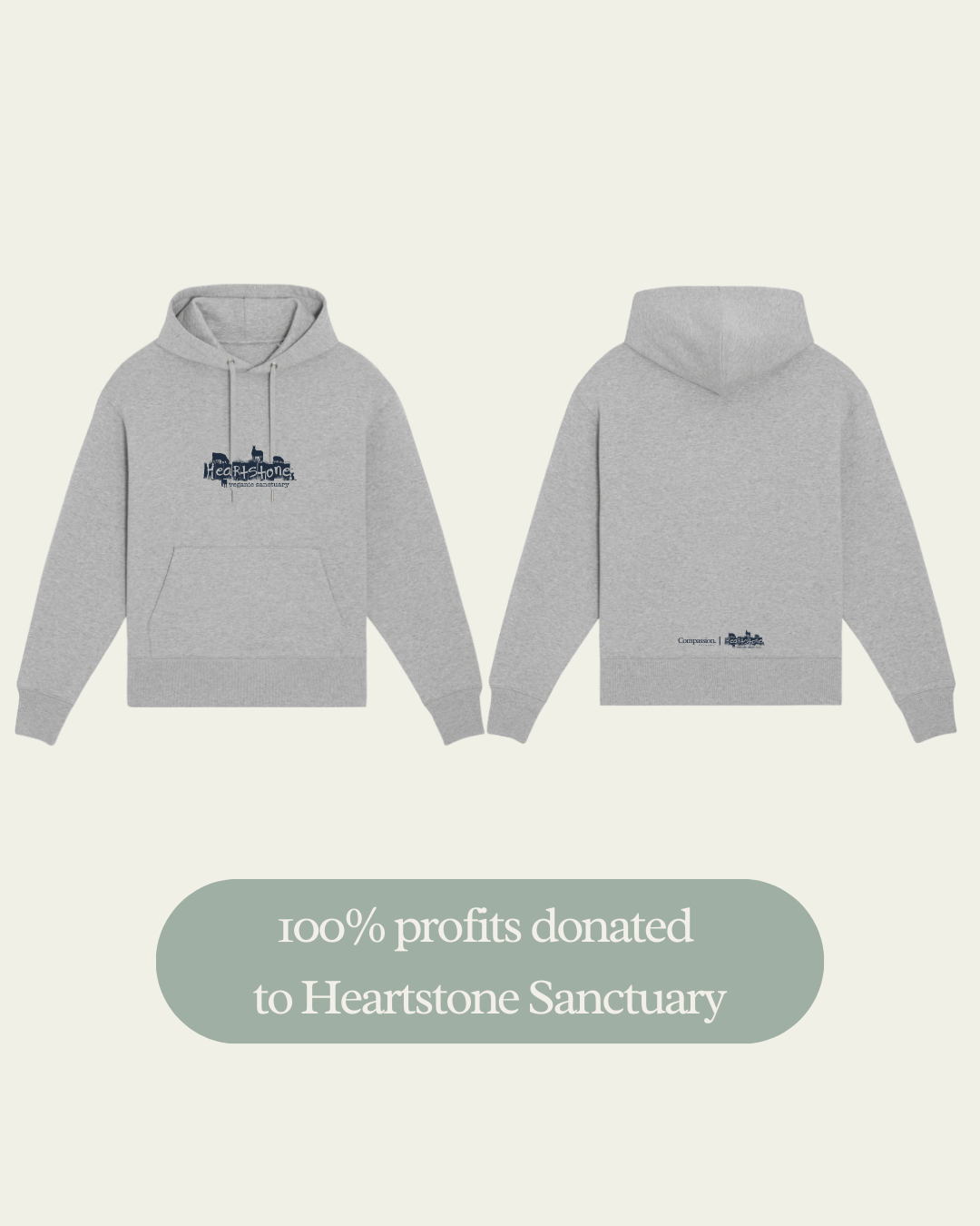 Heartstone Logo Hoodie Hoodie Compassion Threads Sustainable vegan clothing premium loungewear oversized streetwear ethical fashion