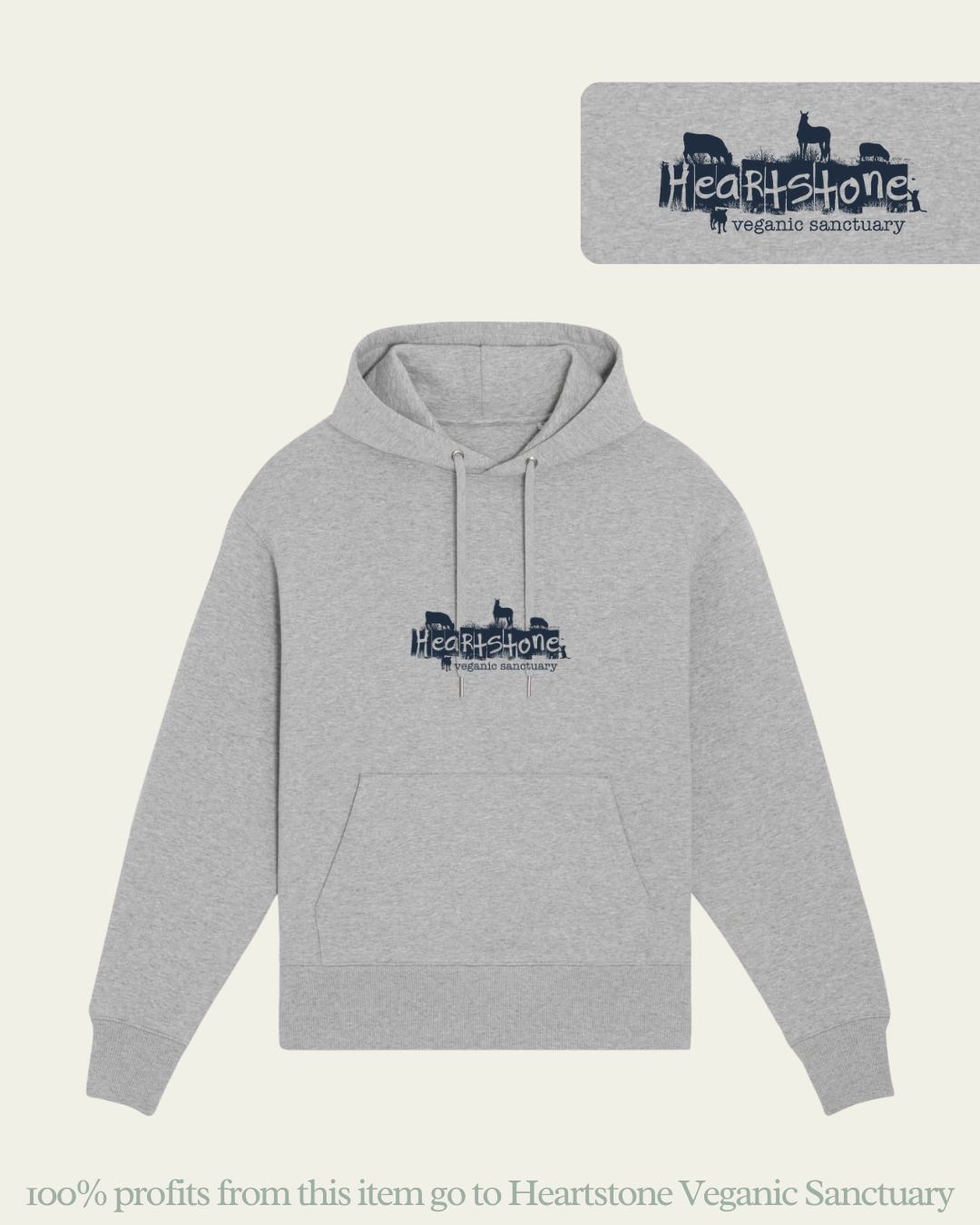 Heartstone Logo Hoodie Hoodie Compassion Threads Sustainable vegan clothing premium loungewear oversized streetwear ethical fashion