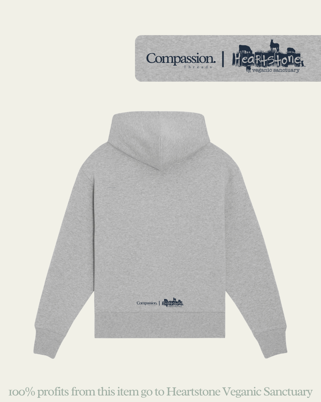 Choose Compassion Heartstone Sanctuary Hoodie Hoodie Compassion Threads Sustainable vegan clothing premium loungewear oversized streetwear ethical fashion