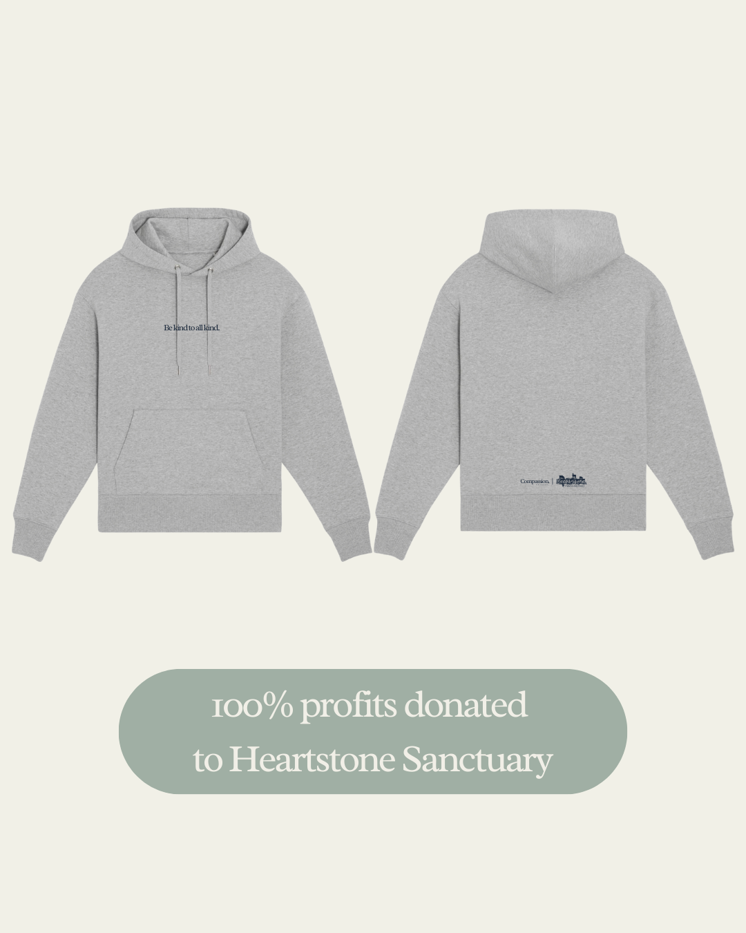 Be Kind To All Kind Heartstone Hoodie Hoodie Compassion Threads Sustainable vegan clothing premium loungewear oversized streetwear ethical fashion