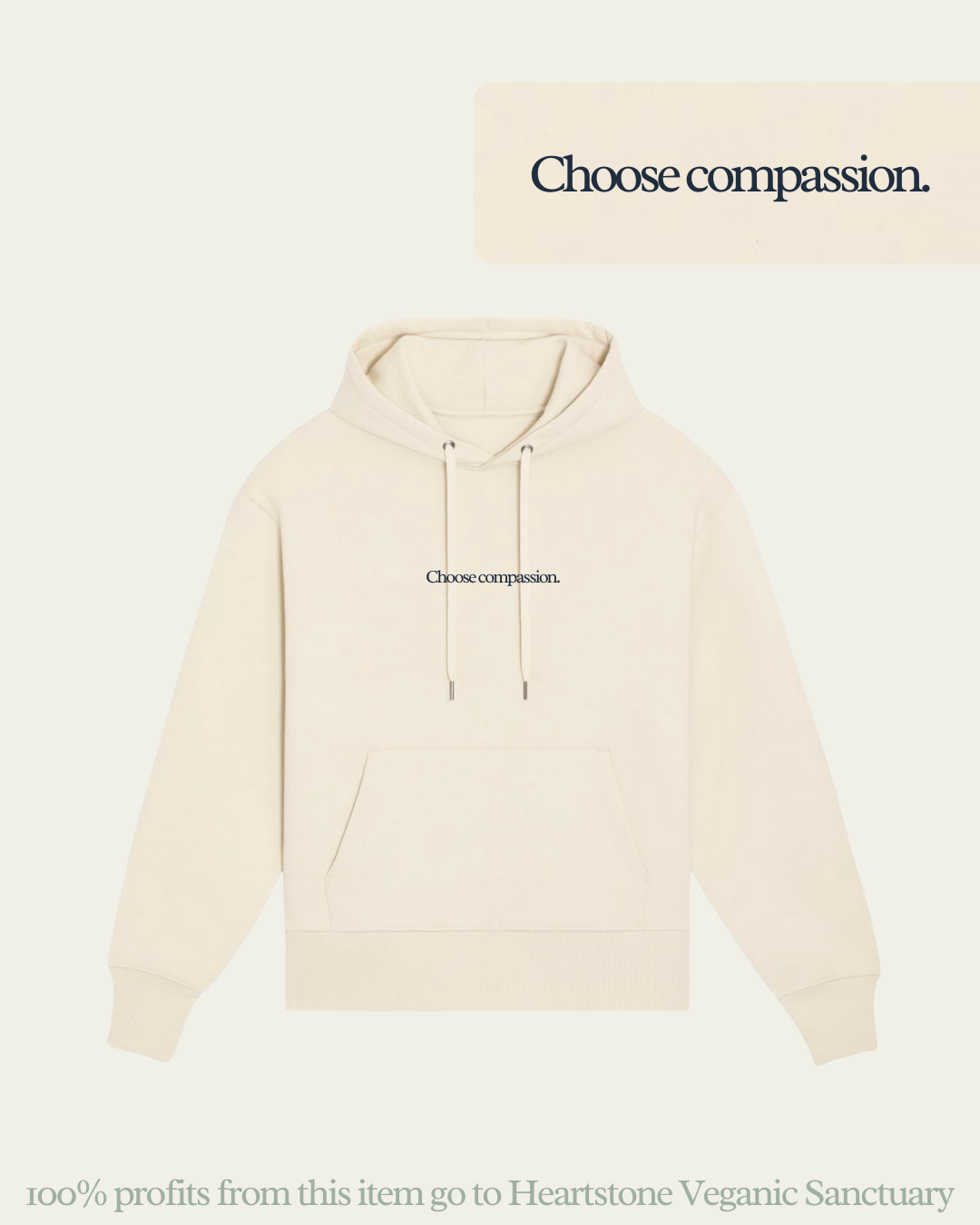 Choose Compassion Heartstone Sanctuary Hoodie Hoodie Compassion Threads Sustainable vegan clothing premium loungewear oversized streetwear ethical fashion