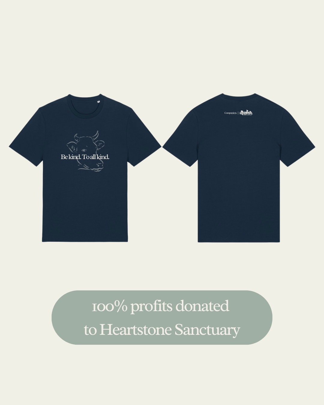 Heartstone Be kind to all Kind T-shirt T-Shirt Compassion Threads Sustainable vegan clothing premium loungewear oversized streetwear ethical fashion