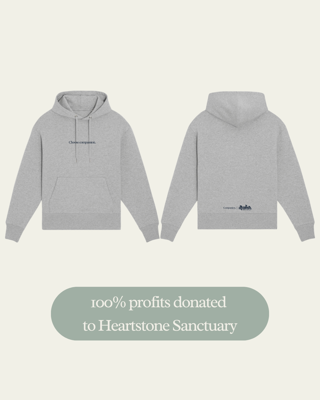 Choose Compassion Heartstone Sanctuary Hoodie Hoodie Compassion Threads Sustainable vegan clothing premium loungewear oversized streetwear ethical fashion