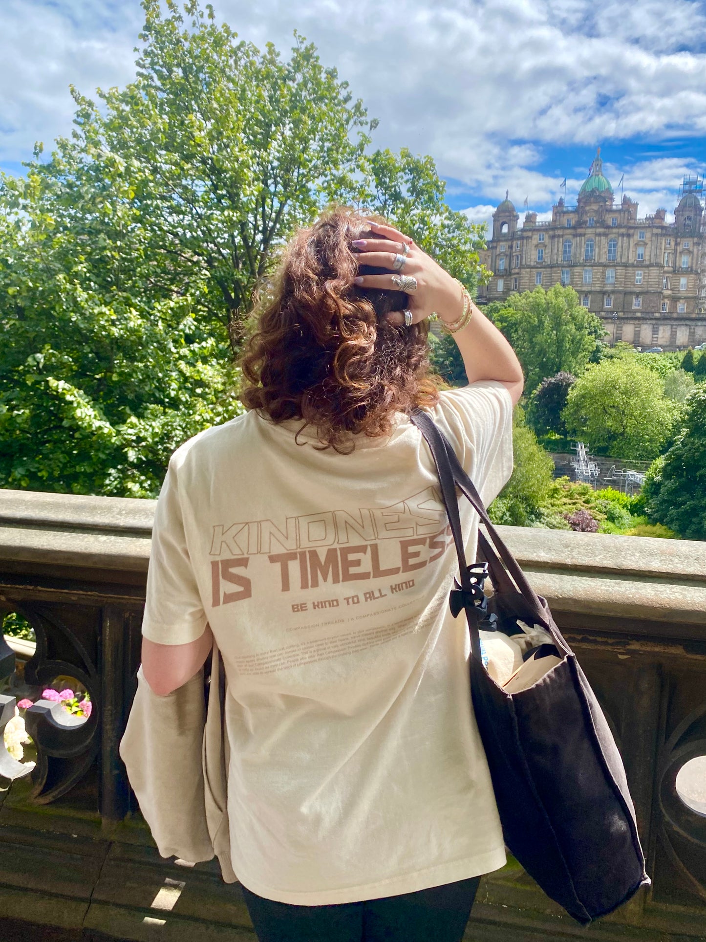 Kindness Is Timeless Graphic Tee Relaxed Fit T-shirt Cream T-Shirt Compassion Threads Sustainable vegan clothing premium ethical cruelty-free fashion