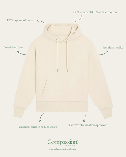 Choose Compassion Heartstone Sanctuary Hoodie Hoodie Compassion Threads Sustainable vegan clothing premium loungewear oversized streetwear ethical fashion