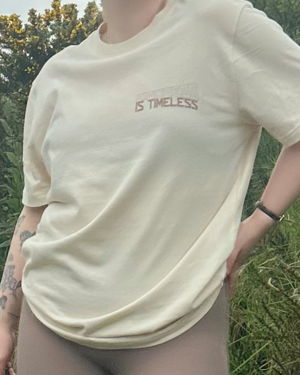 Kindness Is Timeless Graphic Tee Relaxed Fit T-shirt Cream T-Shirt Compassion Threads Sustainable vegan clothing premium ethical cruelty-free fashion