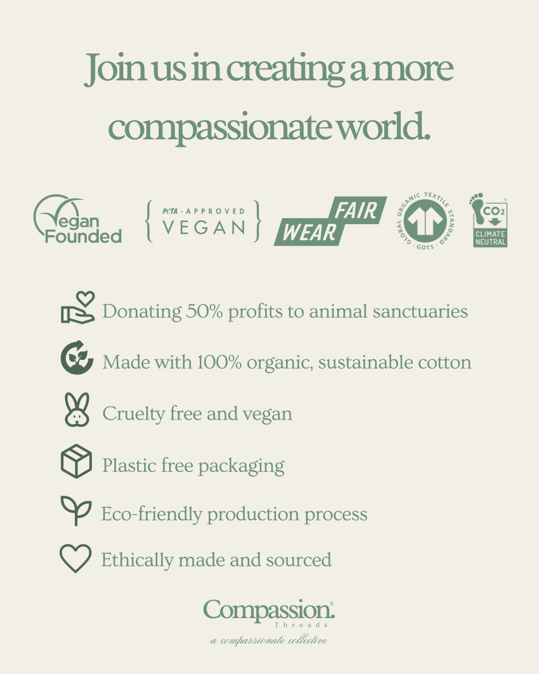 Heartstone Choose Compassion T-shirt T-Shirt Compassion Threads Sustainable vegan clothing premium ethical cruelty-free fashion